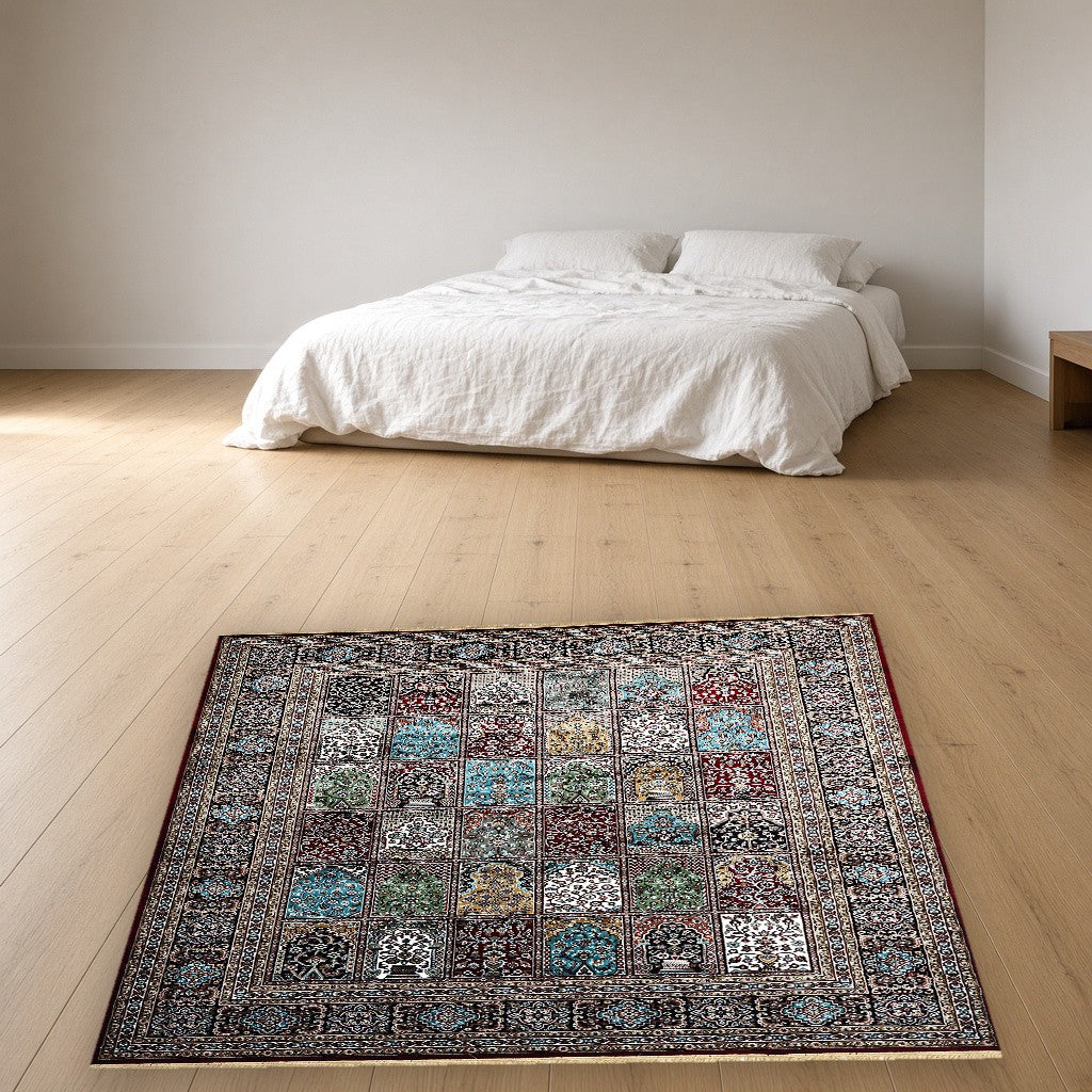 Red Niche Gallery Royal Area Rug in a bedroom