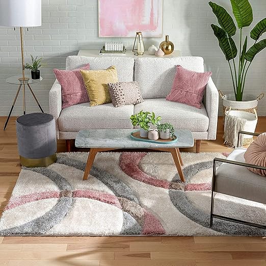 Blush Arc Shaggy Rug