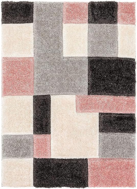 Blush Block Shaggy Rug