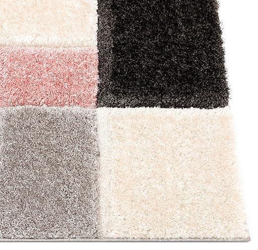 Blush Block Shaggy Rug