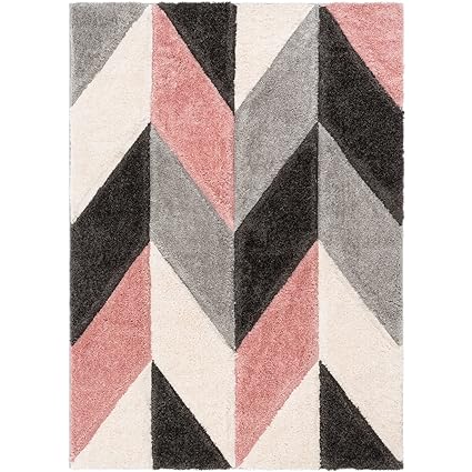 Blush Chevron Shaggy Rug