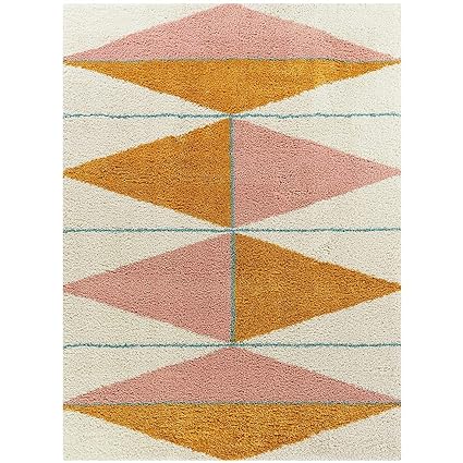 Blush Triangle Shaggy Rug