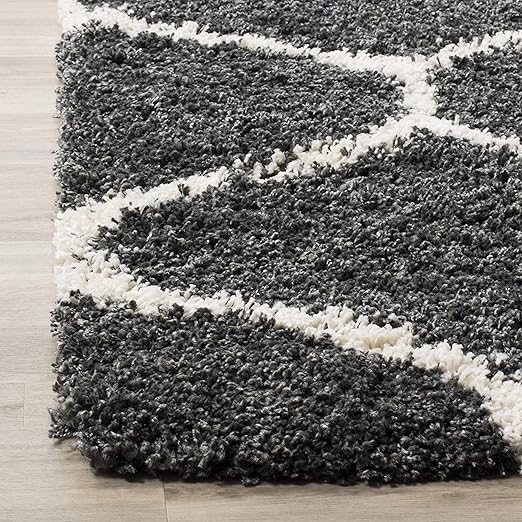 Charcoal Trellis Shaggy Rug