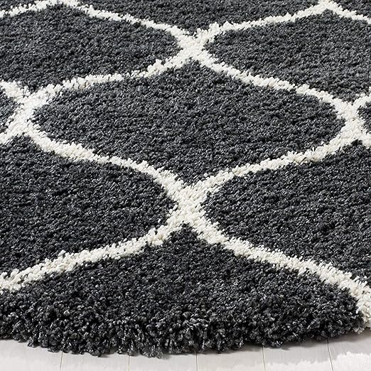 Charcoal Trellis Shaggy Rug