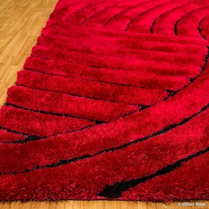 Crimson Arc Shaggy Rug