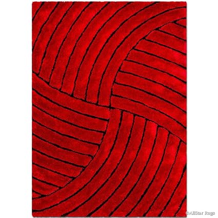 Crimson Arc Shaggy Rug