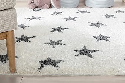 Ivory Star Shaggy Rug