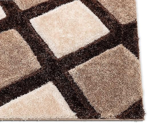 Mocha Diamond Shaggy Rug