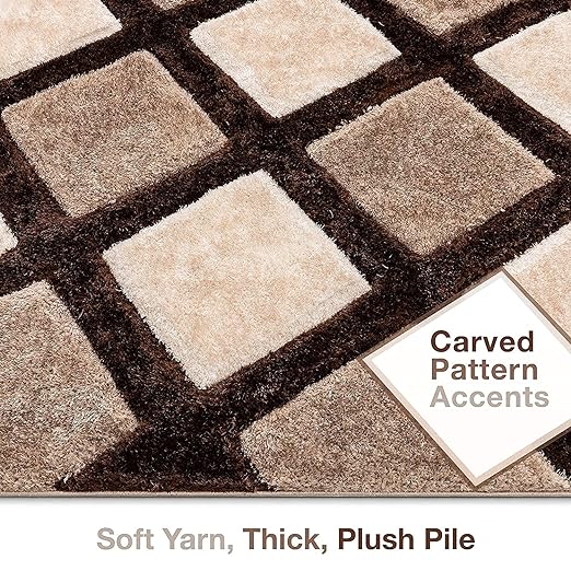 Mocha Diamond Shaggy Rug