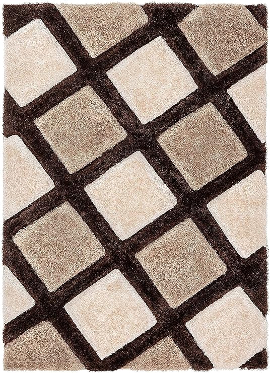 Mocha Diamond Shaggy Rug