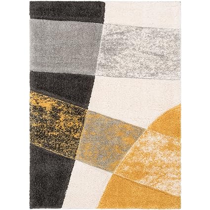 Mustard Band Shaggy Rug