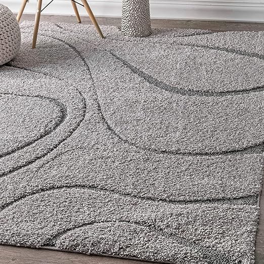 Silver Curve Shaggy Rug