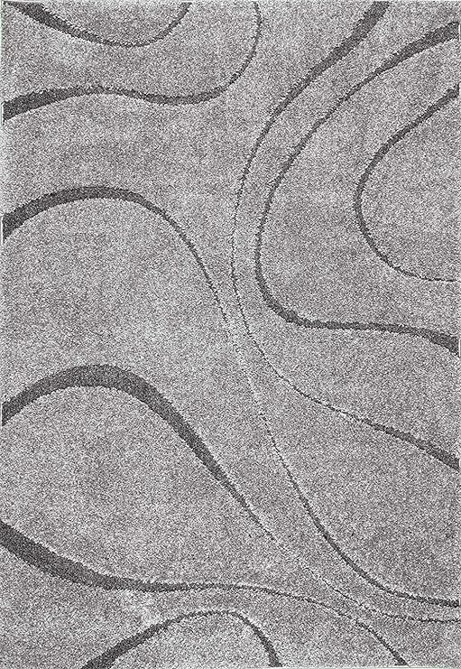 Silver Curve Shaggy Rug