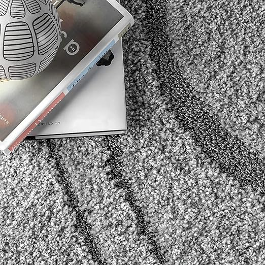 Silver Curve Shaggy Rug