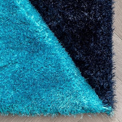Teal Colorblock Shaggy Rug