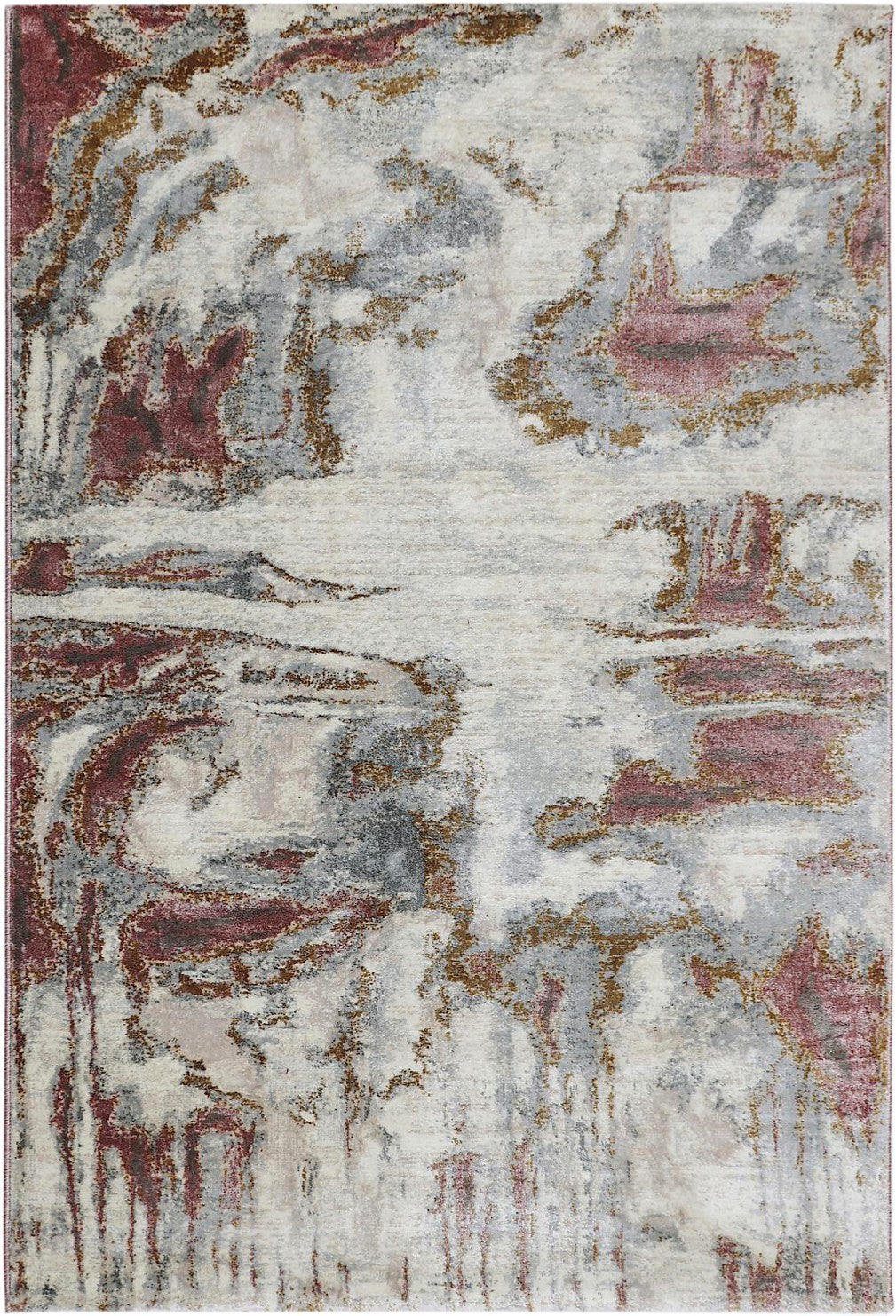 Burgundy Patina Abstract Area Rug, flat view