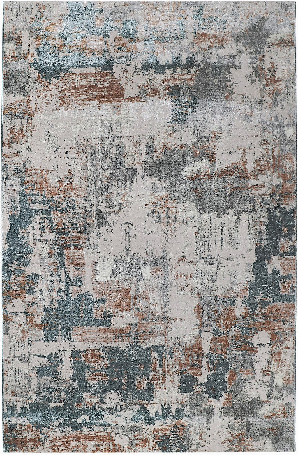 Charcoal Block Abstract Area Rug, flat view
