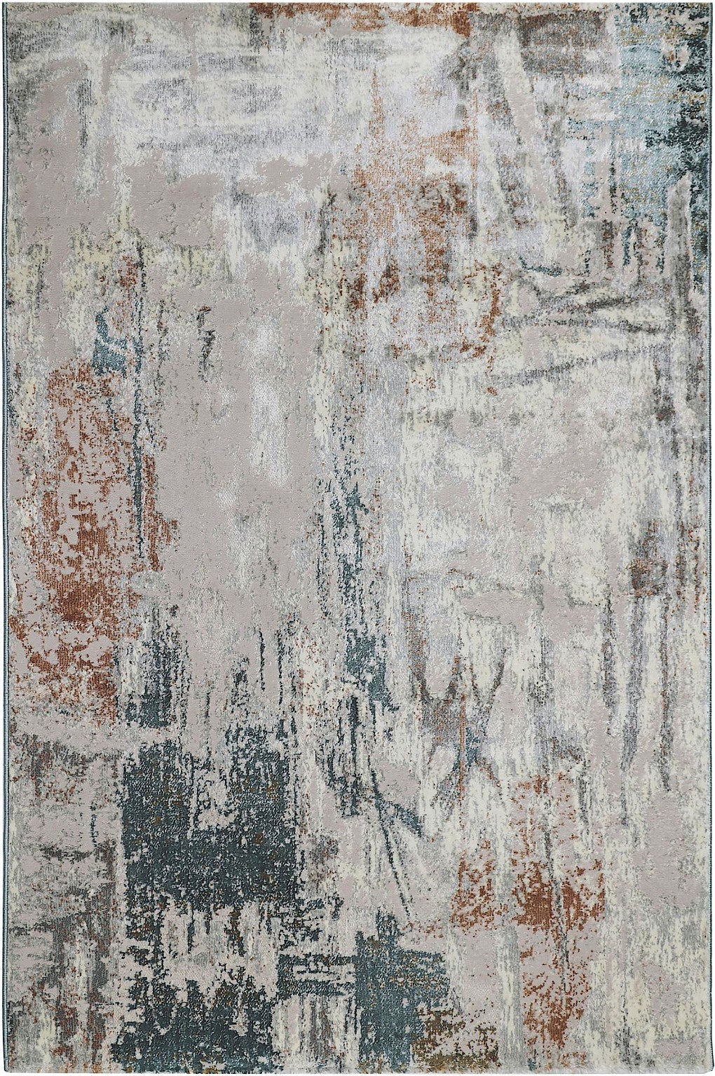 Charcoal Terracotta Block Abstract Area Rug, flat view