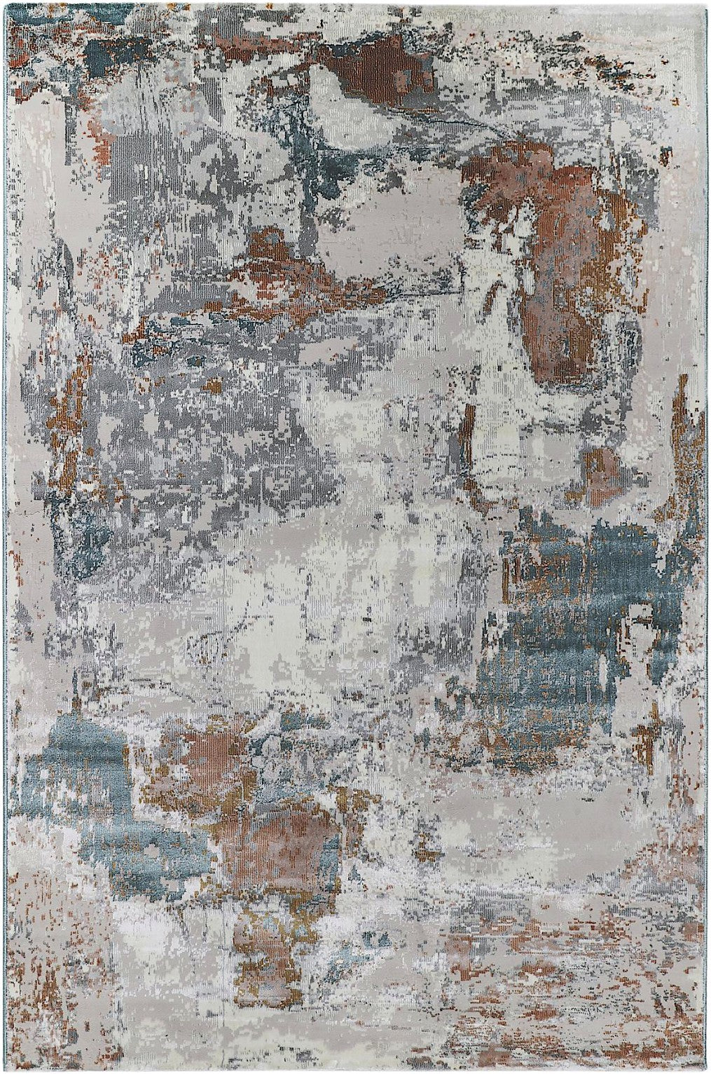 Indigo Patch Abstract Area Rug, flat view