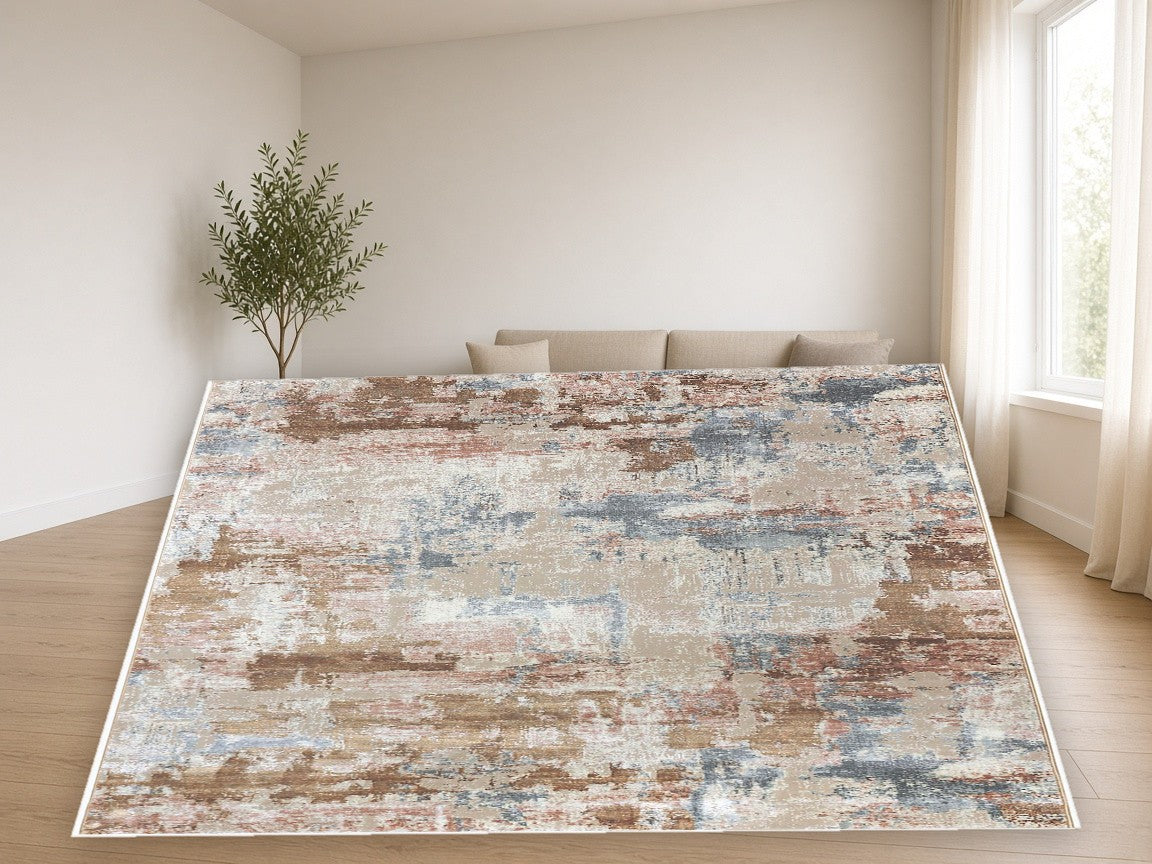 Sandstone Wash Abstract Area Rug in a living room