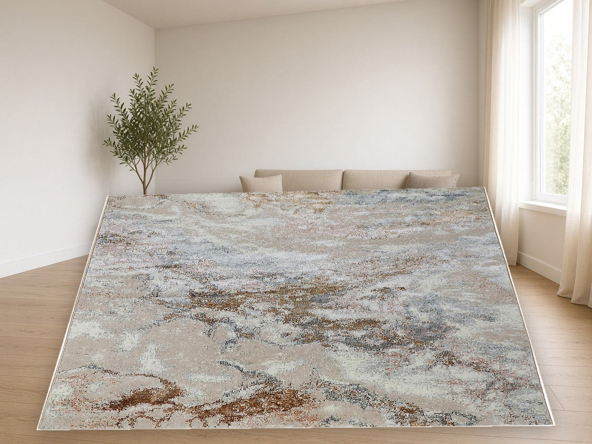 Travertine Vein Abstract Area Rug in a living room