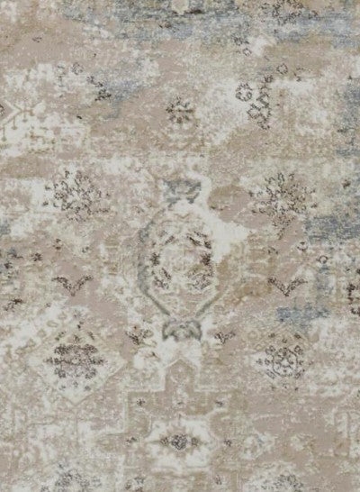 Charcoal Edge Distressed Vintage Area Rug pattern detail