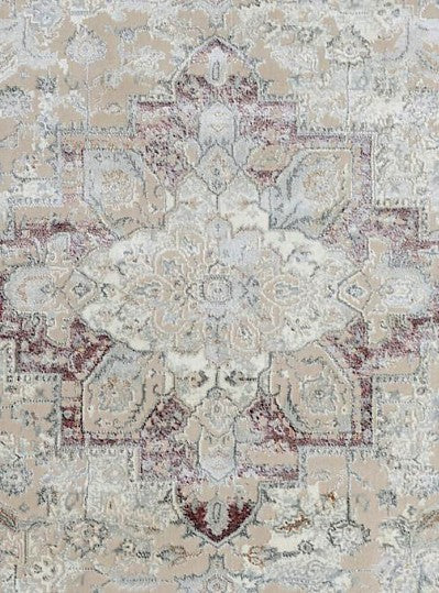 Dusty Rose Medallion Vintage Area Rug pattern detail