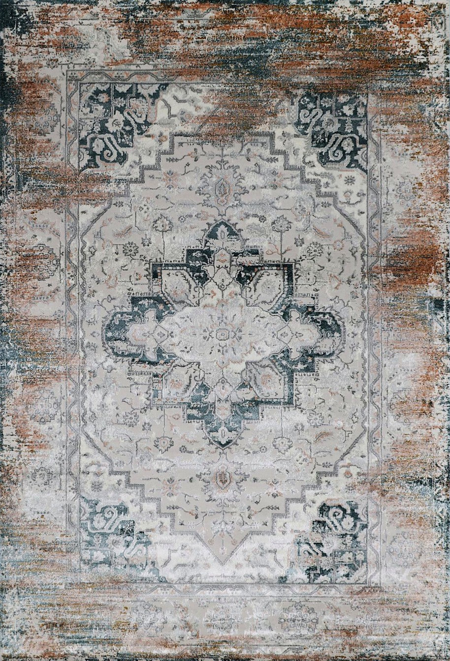 Faded Copper Medallion Vintage Area Rug, flat view