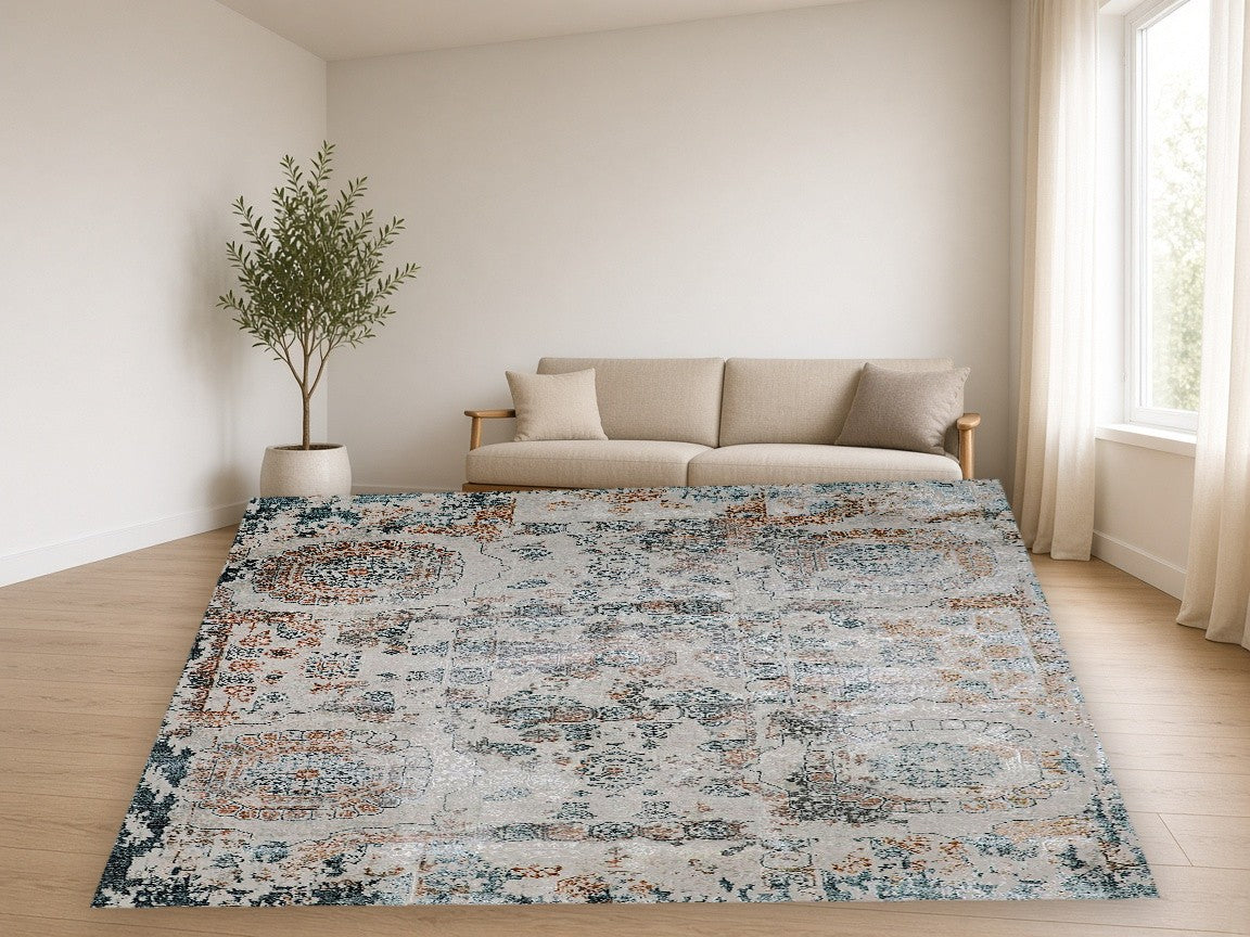 Fragmented Garden Vintage Area Rug in a living room