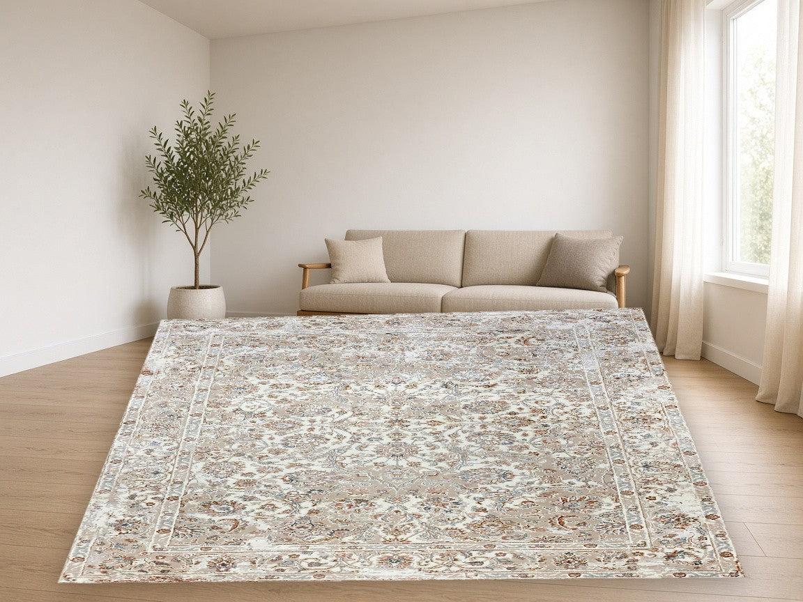 Garden Vine Vintage Area Rug in a living room