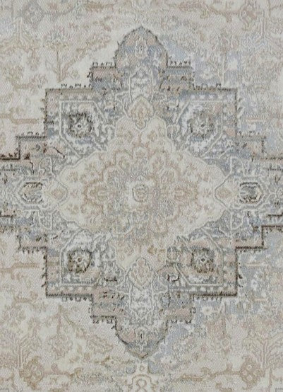 Pale Antique Medallion Vintage Area Rug pattern detail