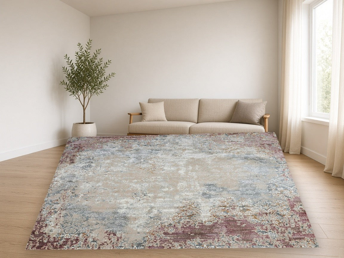 Rust Cloud Vintage Area Rug in a living room