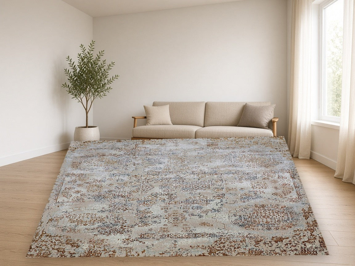Sandy Floral Field Vintage Area Rug in a living room