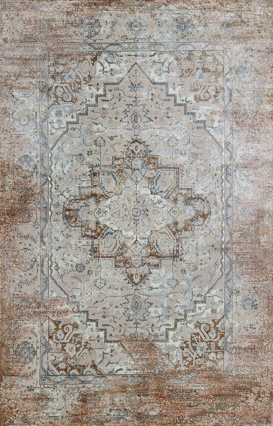 Sepia Palace Medallion Vintage Area Rug, flat view
