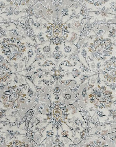 Silver Floral Vintage Area Rug pattern detail
