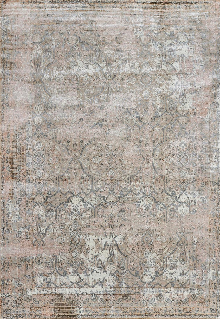 Taupe Stripe Vintage Area Rug, flat view