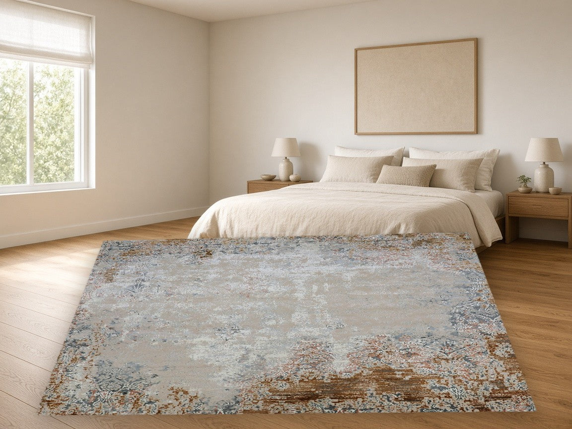 Weathered Earth Vintage Area Rug in a bedroom
