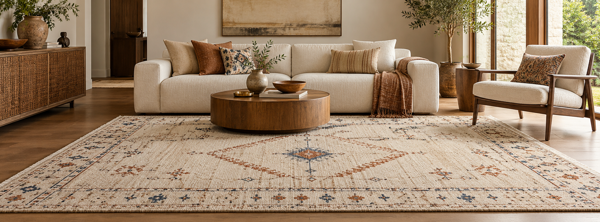 Living room styled with a Carpet Mahal rug